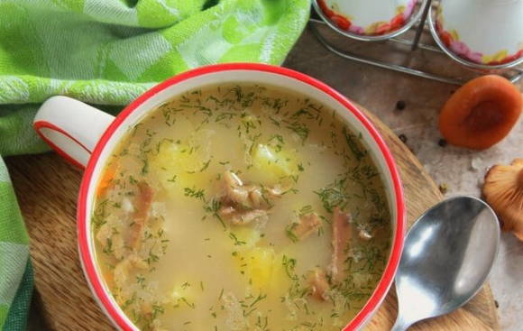 Грибной суп с перловкой и картофелем