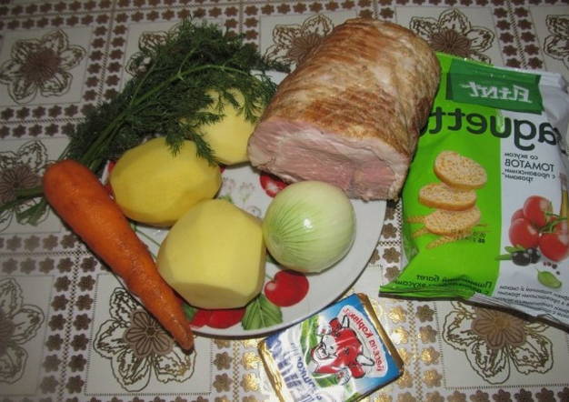 Суп с беконом и плавленым сыром
