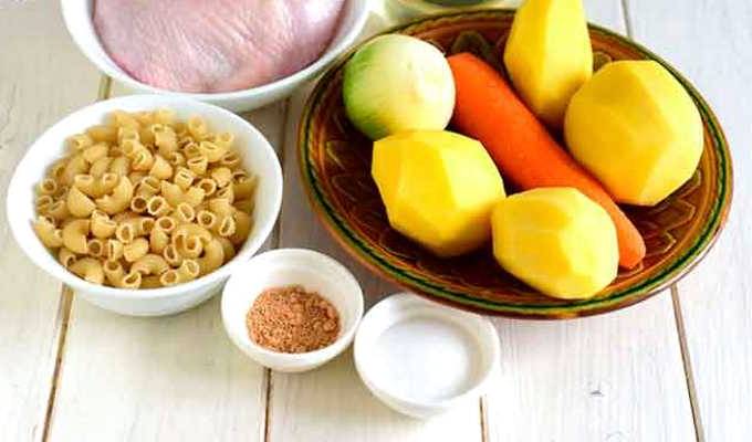 Суп с рожками и картошкой
