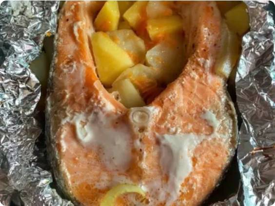 Форель с овощами в духовке
