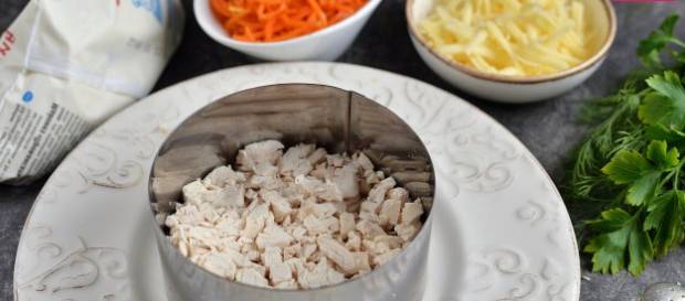 Салат «Мужские слезы» с курицей, грибами и корейской морковью