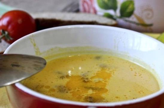 Тыквенный суп-пюре с курицей и сыром