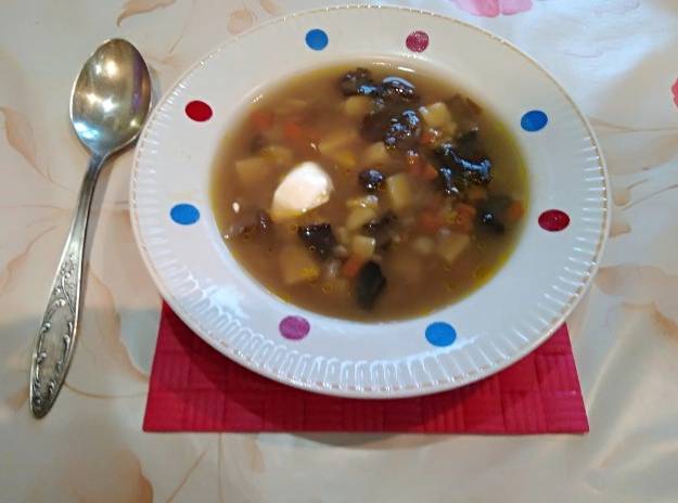 Грибной суп из замороженных лесных грибов с картошкой и рисом