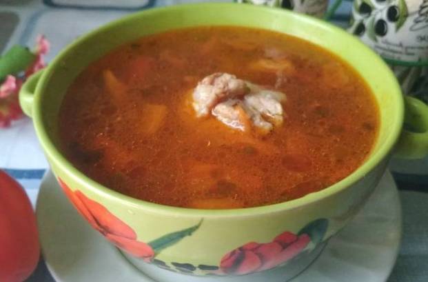 Суп со свиными ребрышками и картошкой