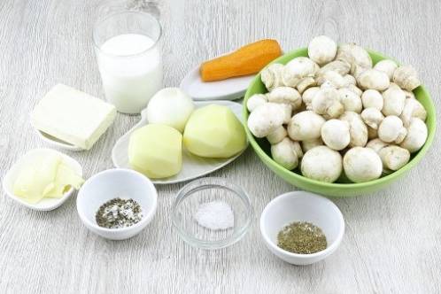 Грибной суп из шампиньонов с сыром и сливками