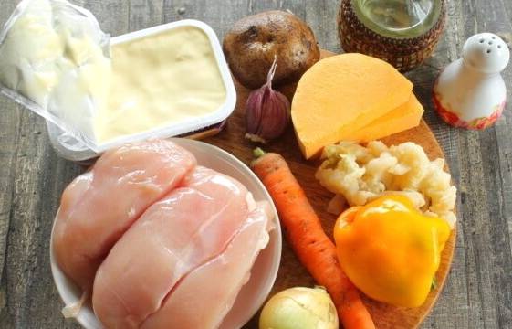 Тыквенный суп с курицей и картошкой