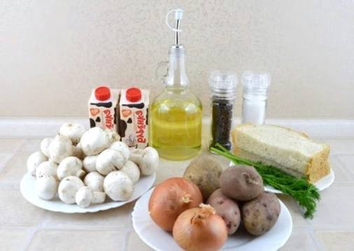 Суп-пюре с шампиньонами, картофелем и сливками