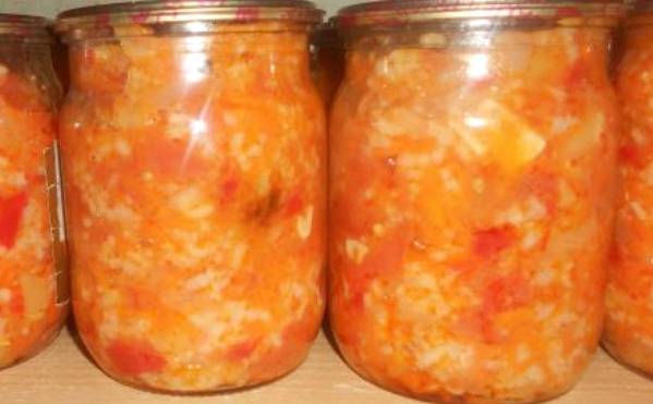 Зимний салат с рисом и овощами на зиму