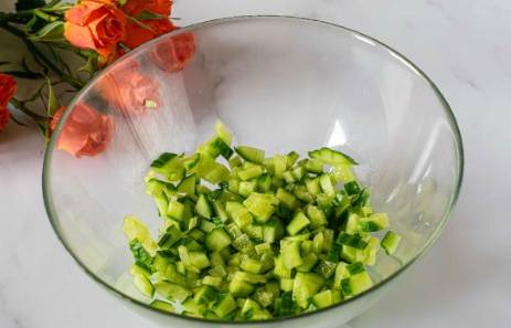 Салат «Аленка» с крабовыми палочками и шампиньонами