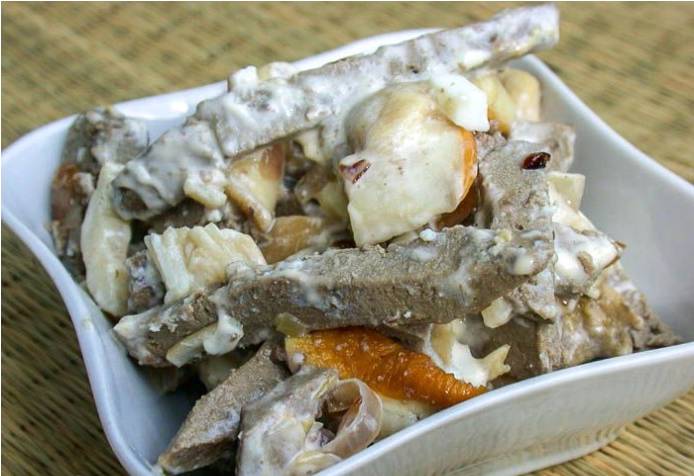 Печеночный салат с грибами