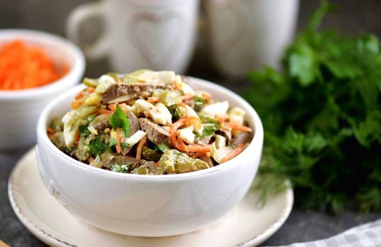 Печеночный салат с морковью по-корейски