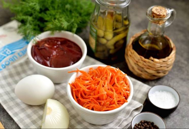 Печеночный салат с морковью по-корейски