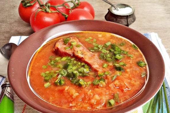 Суп с копчеными ребрышками и чечевицей