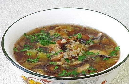 Суп с гречкой и грибами