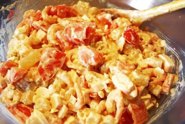 Овощной салат с морепродуктами Овощной салат с морепродуктами