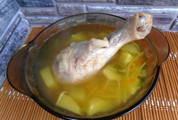 Куриный суп с вермишелью и картофелем без зажарки