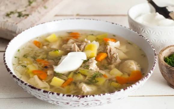 Суп из свежей капусты с курицей и картошкой
