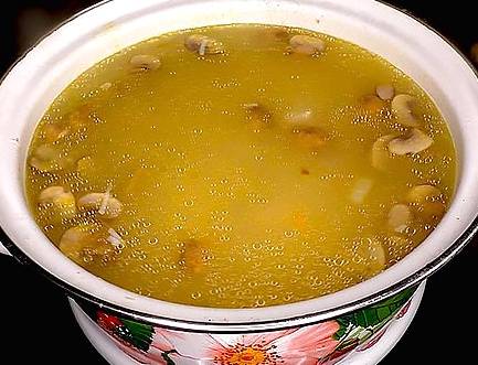 Суп с курицей, шампиньонами, картофелем и плавленым сыром