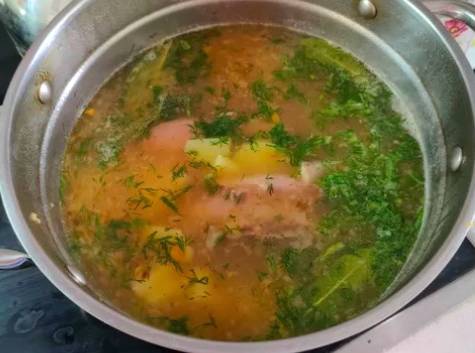 Суп с булгуром и свининой