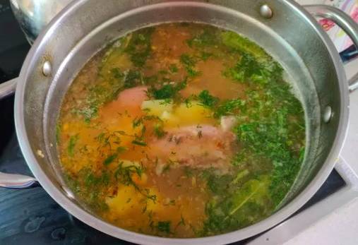 Суп с булгуром и свининой