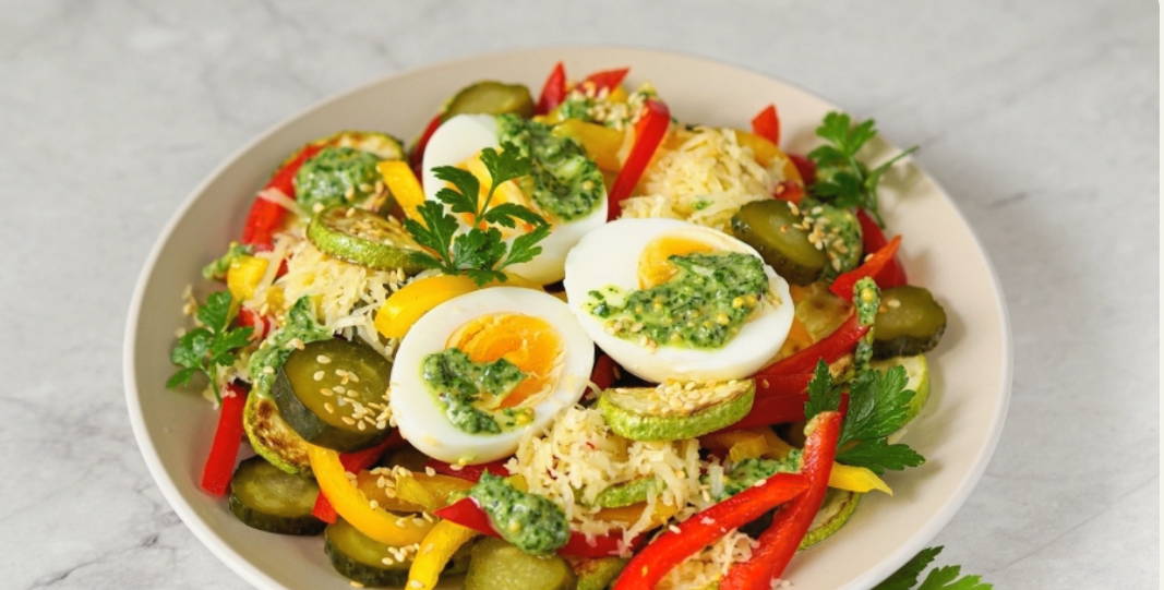 ПП салат с солёными огурцами