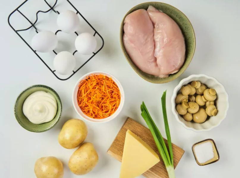 Салат «Грибная поляна» с корейской морковью