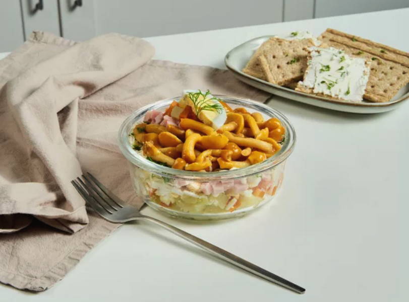 Салат «Грибная поляна» с ветчиной