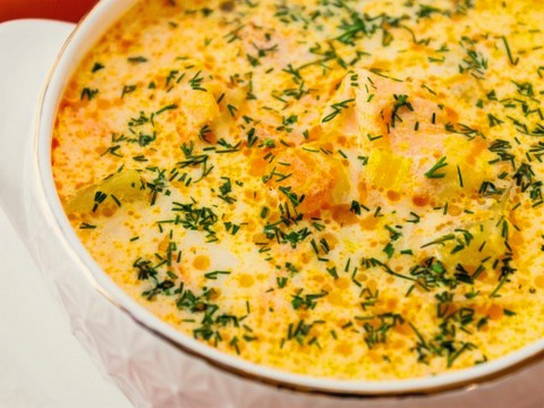 Норвежский суп с семгой и сливками