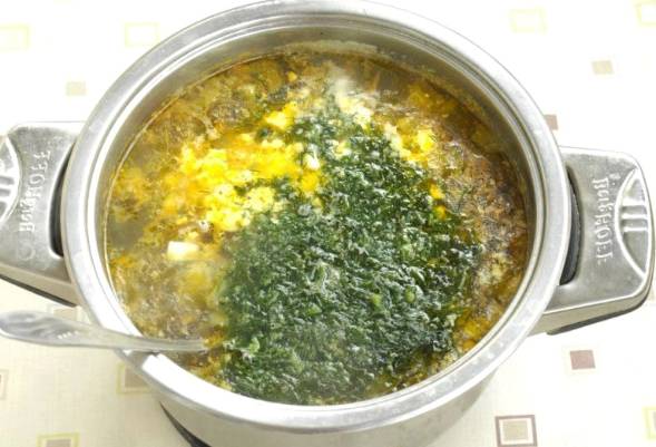 Суп из морской капусты с яйцом и курицей