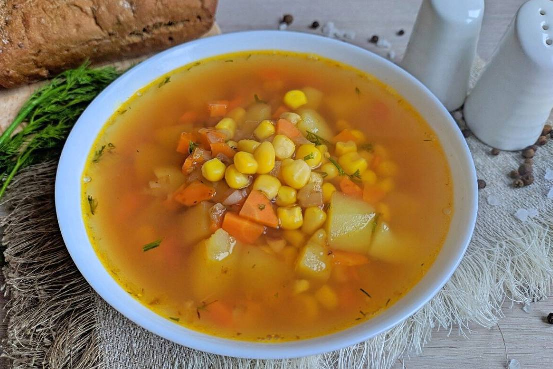 Суп с курицей и кукурузой консервированной