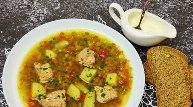 Суп с индейкой и чечевицей