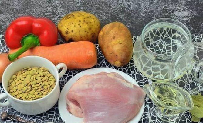 Суп с индейкой и чечевицей