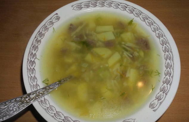 Суп с говядиной и вермишелью