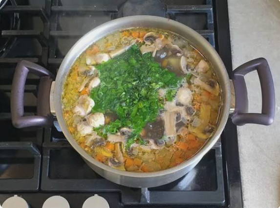Гречневый суп с курицей и грибами