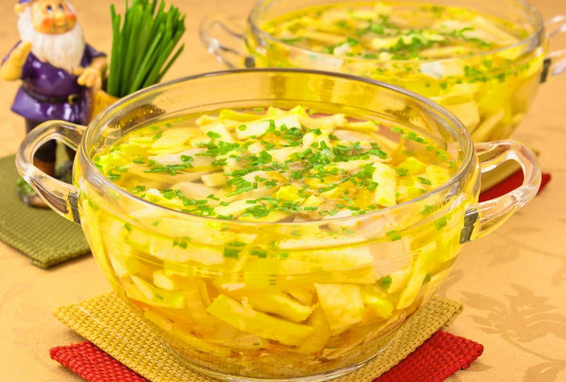 Суп с яичными блинчиками и курицей
