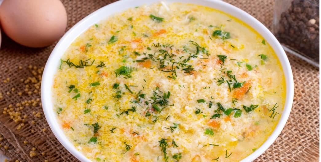 Суп с пшеном и яйцом