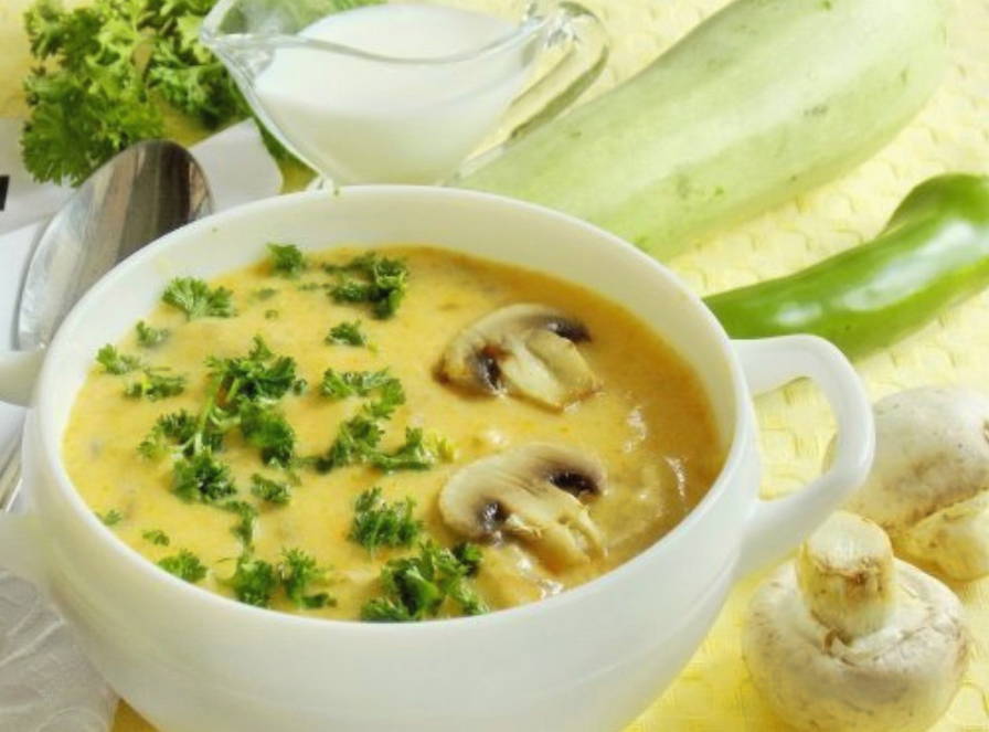 Суп-пюре с курицей и грибами