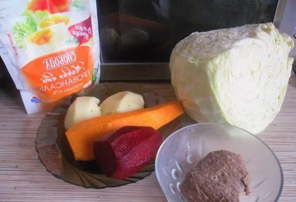 Салат «Козел в огороде» с говядиной