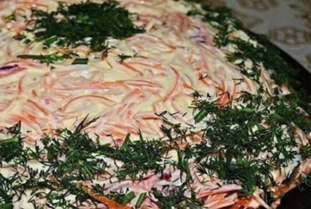 Салат «Корель» с говядиной и корейской морковью