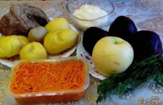 Салат «Корель» с говядиной и корейской морковью