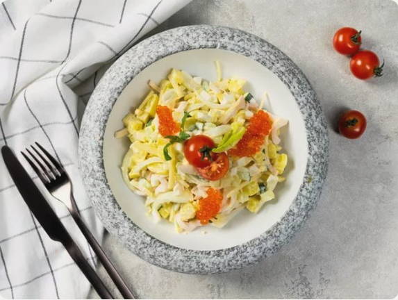 Картофельный салат с кальмарами