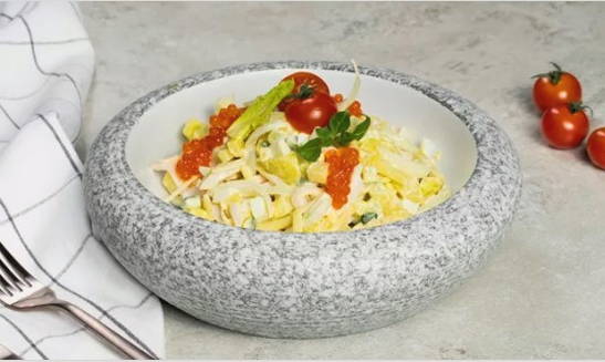 Картофельный салат с кальмарами