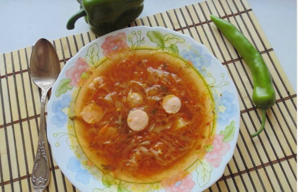 Борщ с сосисками