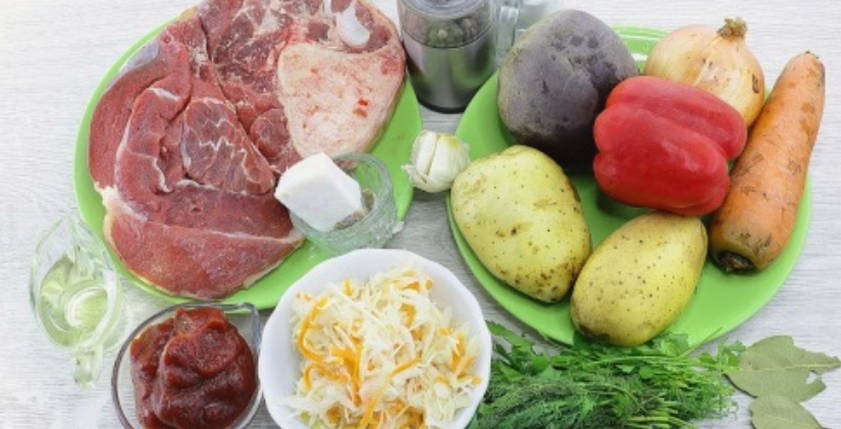 Борщ со свеклой и квашеной капустой