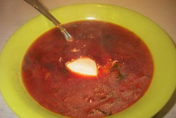 Борщ без зажарки с курицей