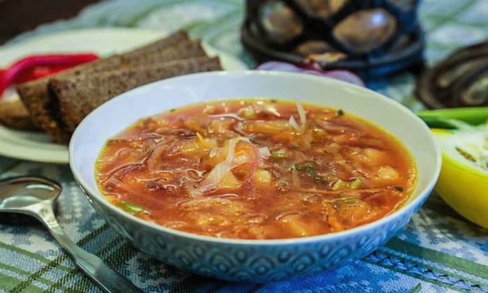 Борщ из вареной свеклы