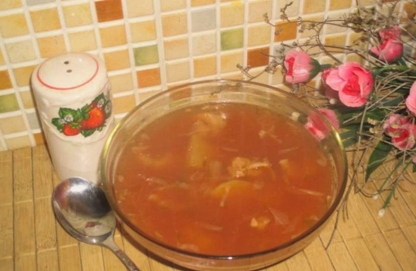 Борщ с квашеной капустой, свеклой и свининой