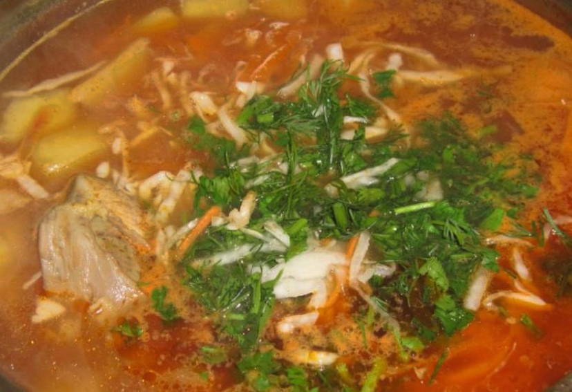 Борщ с курицей и квашеной капустой