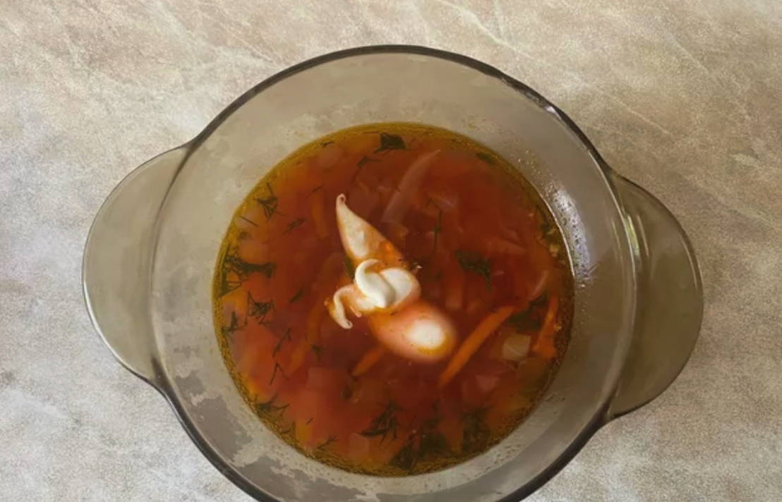 Борщ с вареной свеклой и свежей капустой