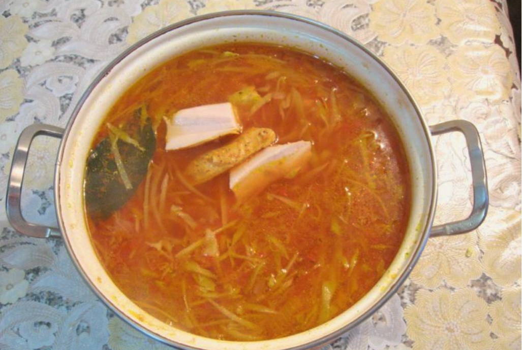 Борщ с копчёной курицей